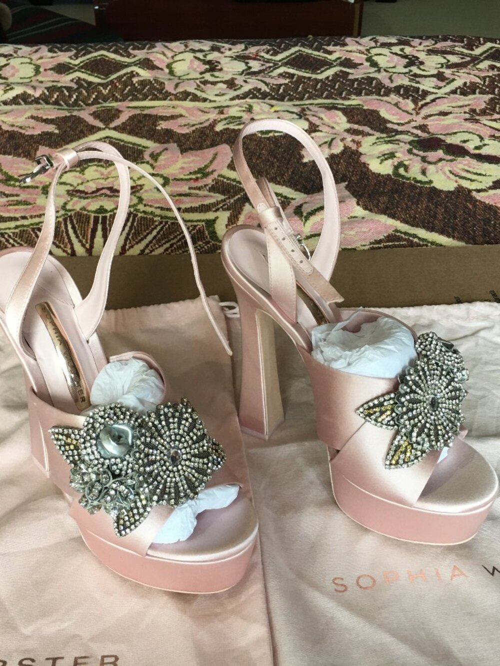 Sophia Webster Pink Satin Platform Sandals
